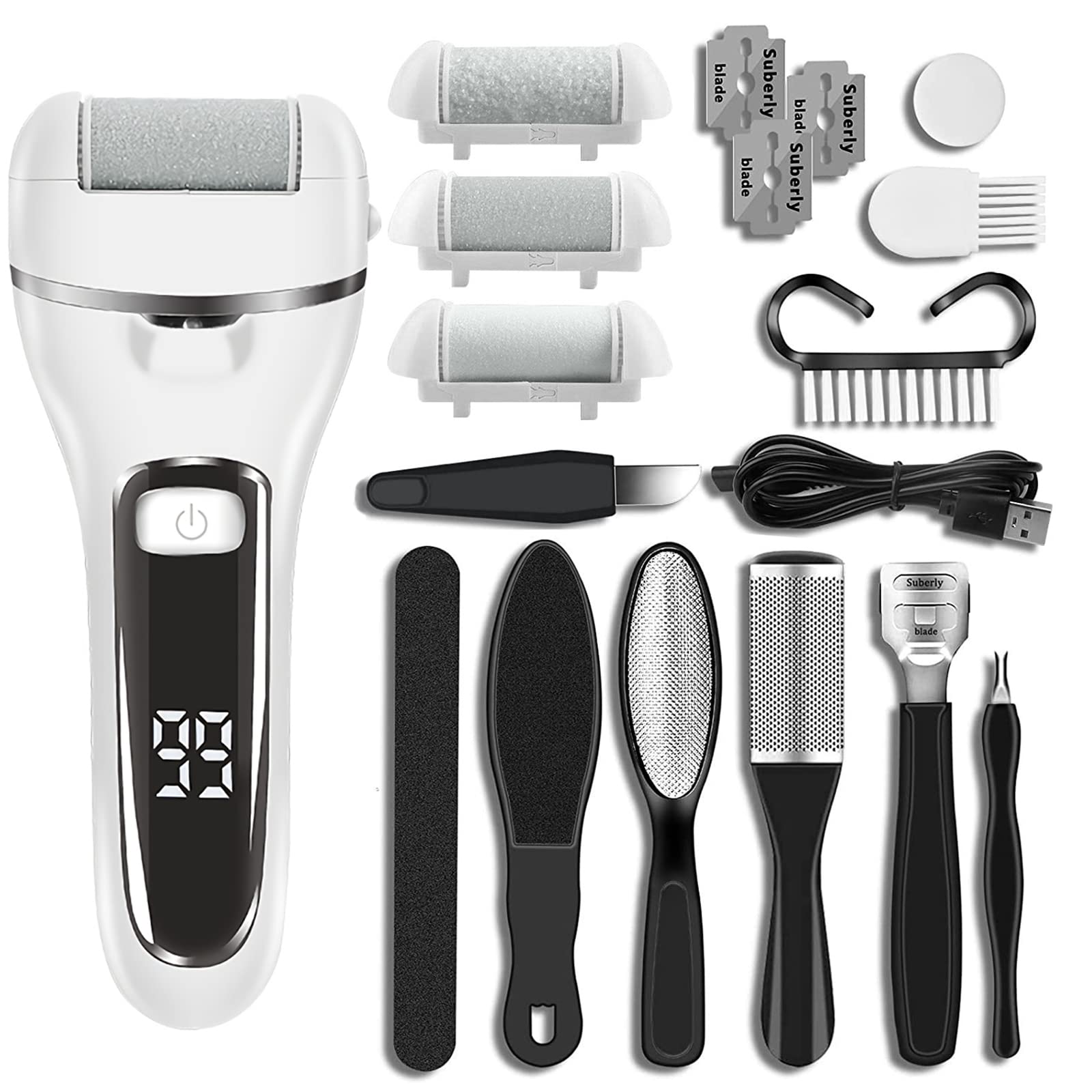 HANNEA Electric Callus Removers, Pedicure Scrubber For Women Pedicure Machine Rechargeable Electronic Pedicure Tools, Portable Pedicure Device for Callus, Professional Feet Care Kit at Home HANNEA Electric Callus Removers, Pedicure Scrubber For Women Pedicure Machine Rechargeable Electronic Pedicure Tools, Portable Pedicure Device for Callus, Professional Feet Care Kit at Home